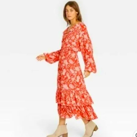 NWOT Universal Thread Floral Long Sleeve Ruffle Maxi Dress Size XS - Picture 2 of 15